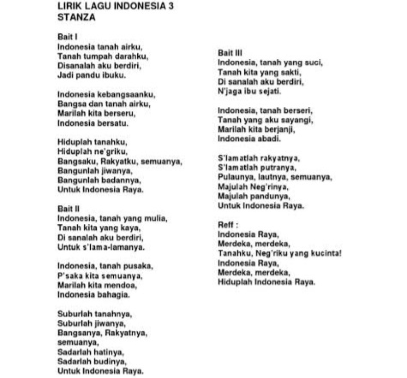 Lirik Lagu Indonesia Raya Tiga Stanza yang Diusulkan Panji Gumilang